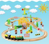 Детская игрушечная железная дорога из дерева EdWone, 70 деталей (Brio, Ikea) E21C17